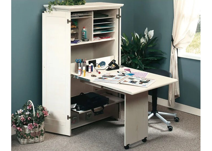 Craft closet with fold store out table